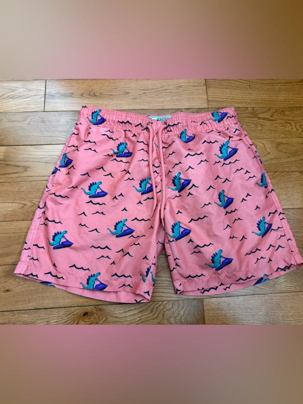 Free Planet Dinosaur Print Swim Trunks